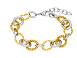 Pulsera Acero Bicolor Dorado Marea Mujer C03103/AZ Eslabones En Brillo