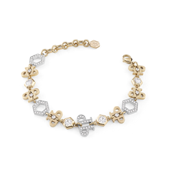 Pulsera Acero Bicolor Dorado Mujer Philipp Plein PJ4EA06BU Hexágonos-Logos PP Cristales