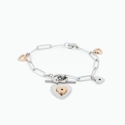 Pulsera Acero Bicolor Dorado Sovrani AV0049 Charms Corazones