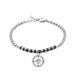 Pulsera Acero Bicolor Negro B20072BK Rosa De Los Vientos