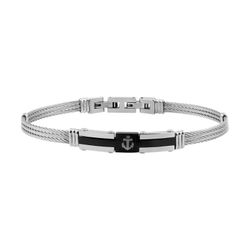 Pulsera Acero Bicolor Negro Cargo (AC)C43047 Cuerda Trenzada Ancla