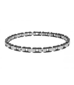 Liska MTC107BR Herren-Gliederarmband aus schwarzem, zweifarbigem Stahl