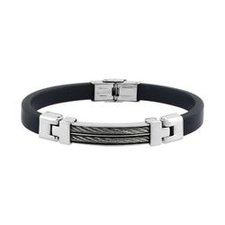 Pulsera Acero Cargo (AC)C43007 Piel Negra Lisa