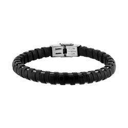 Pulsera Acero Cargo (AC)C43017 Piel Negra Trenzada