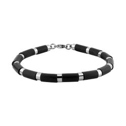 Pulsera Acero Cargo (AC)C43021 Piel Negra Discos
