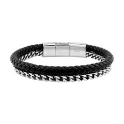 Pulsera Acero Cargo (AC)C43039 Cuerda Negra Trenzada Cadena