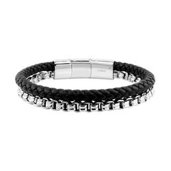Pulsera Acero Cargo (AC)C43042 Cuerda Negra Trenzada Cadena