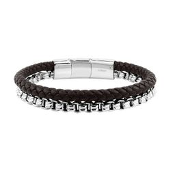 Pulsera Acero Cargo (AC)C43043 Cuerda Negra Trenzada Cadena
