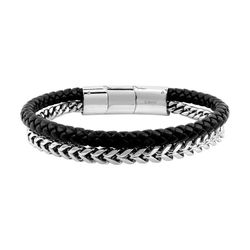 Pulsera Acero Cargo (AC)C43044 Cuerda Negra Trenzada Cadena