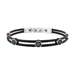 Pulsera Acero Cargo (AC)C43048 Cuerda Negra Trenzada Timón