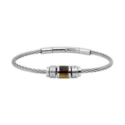 Pulsera Acero Cargo (AC)C43073 Cuerda Trenzada Gris Y Ojo De Tigre