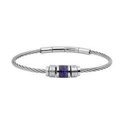 Pulsera Acero Cargo (AC)C43074 Cuerda Trenzada Gris Y Lapislazuli