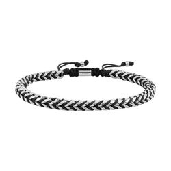 Pulsera Acero Cargo (AC)C43075 Eslabones Y Cuerda Negra