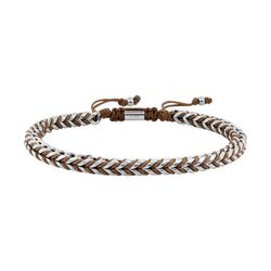 Pulsera Acero Cargo (AC)C43077 Eslabones Y Cuerda Marrón
