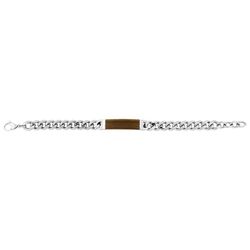 Pulsera Acero Cargo (AC)C43078 Cadena Con Eslabones Placa Marrón