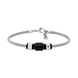 Pulsera Acero Cargo (AC)C43080 Piel Plateada Trenzada