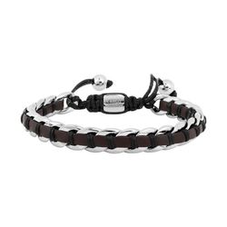 Pulsera Acero Cargo (AC)C43083 Eslabones Y Piel Marrón