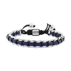 Pulsera Acero Cargo (AC)C43084 Eslabones Y Piel Azul