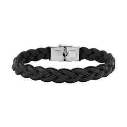 Pulsera Acero Cargo (AC)C43085 Piel Negro Trenzada
