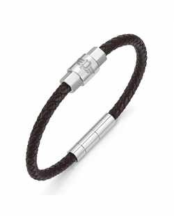 Pulsera Acero - Cordón Marrón Police PEAGB0001406 Logo Police