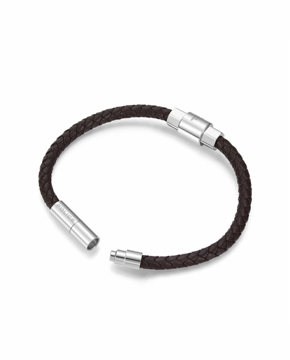 Pulsera Acero - Cordón Marrón Police PEAGB0001406 Logo Police