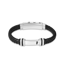 Pulsera Acero - Cordón Negro Police PEAGB0041404 Logo Police