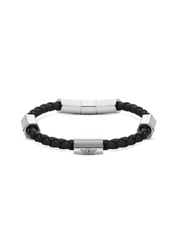 Pulsera Acero - Cordón Negro Police PEAGB2120006 Logo Police