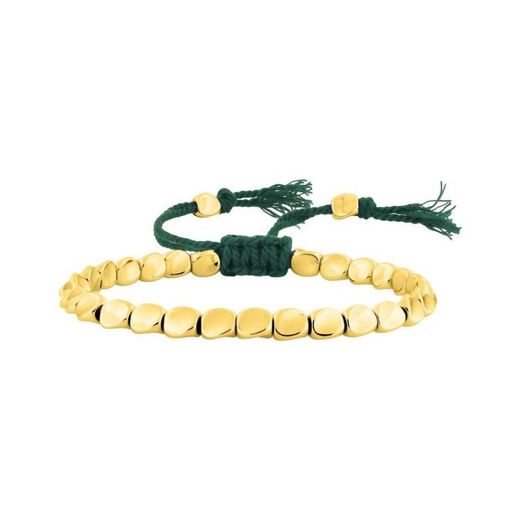 Pulseira Argyor-MRM (AC)403343 em aço dourado e macramê verde