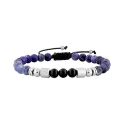 Pulsera Acero Dorado Argyor-MRM (AC)403370 Macramé Piedras Negras Y Azules