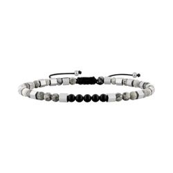 Pulsera Acero Dorado Argyor-MRM (AC)403376 Macramé Piedras Negras Y Grises