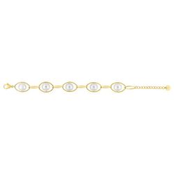 Pulsera Acero Dorado Argyor-MRM (AC)403388 Eslabones Perlas