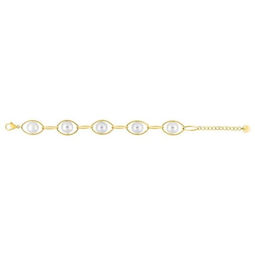 Pulsera Acero Dorado Argyor-MRM (AC)403388 Eslabones Perlas