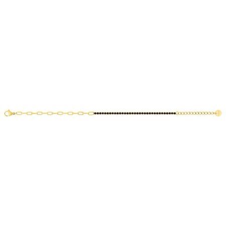 Pulseira de aço dourado com elos de zircônia preta Argyor-MRM (AC)403419