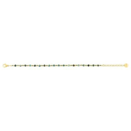 Pulseira de aço dourado com pedras verdes Argyor-MRM (AC)403436