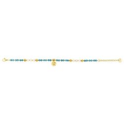 Pulsera Acero Dorado Argyor-MRM  (AC)403456 Eslabones Con Circonitas Azules Y Perlas