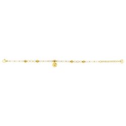 Pulsera Acero Dorado Argyor-MRM  (AC)403458 Eslabones Con Perlas Y Círculo Colgante