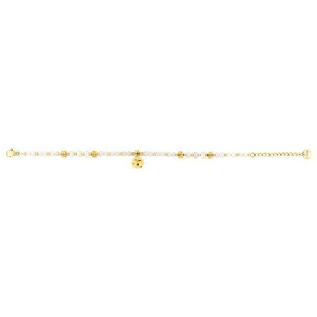 Bracelet en acier plaqué or Argyor-MRM (AC)403458 avec maillons en perles et pendentif cercle