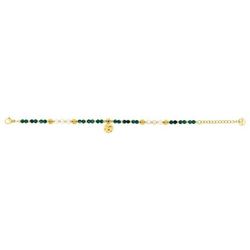 Pulsera Acero Dorado Argyor-MRM  (AC)403459 Eslabones Con Circonitas Verdes Y Perlas