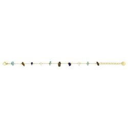 Pulsera Acero Dorado Argyor-MRM  (AC)403462 Eslabones Con Piedras Multicolor