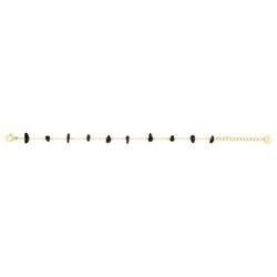 Pulsera Acero Dorado Argyor-MRM  (AC)403468 Eslabones Con Piedras Negras