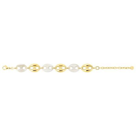 Bracelet en acier doré Argyor-MRM (AC)403636 avec maillons bicolores blancs
