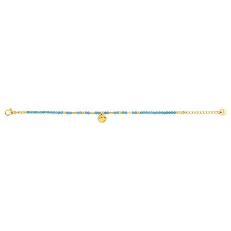 Pulsera Acero Dorado Argyor-MRM  (AC)403638 Eslabones Con Piedras Bicolor Azul