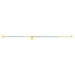 Pulsera Acero Dorado Argyor-MRM  (AC)403639 Eslabones Con Piedras Bicolor Azul Claro