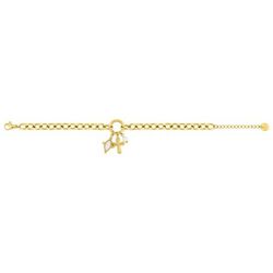 Pulsera Acero Dorado Argyor MRM (AC)403A32 Cruz Perlas Blancas