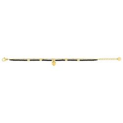 Pulsera Acero Dorado Argyor MRM (AC)403A51 Corazón Piedras Negras