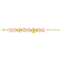 Pulsera Acero Dorado Argyor MRM (AC)403A72 Bolas Doradas & Cuarzo Rosa