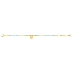 Pulsera Acero Dorado Argyor-MRM  (AC)430643 Eslabones Con Piedras Bicolor Turquesa
