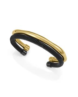 Pulsera Acero Dorado Bicolor Negro Viceroy 6cm 14347P01010 Doble Abierta