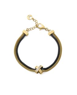 Pulsera Acero Dorado Bicolor Negro Viceroy 75412P01010 Doble Esterilla Con X Circonitas