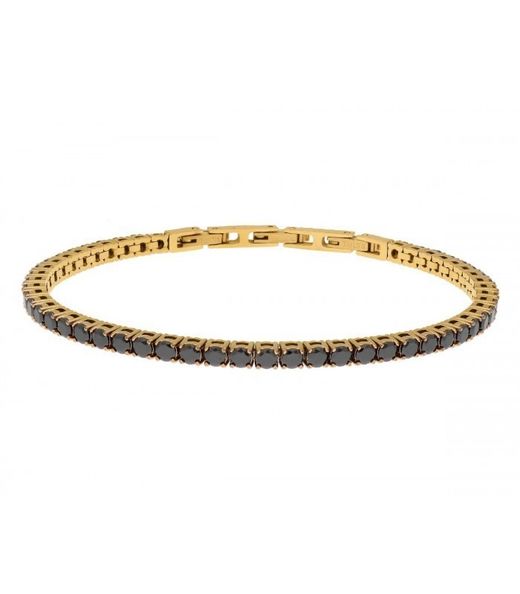 Bracelet homme Liska en acier doré RB226BR-1DN avec chaîne en zircone